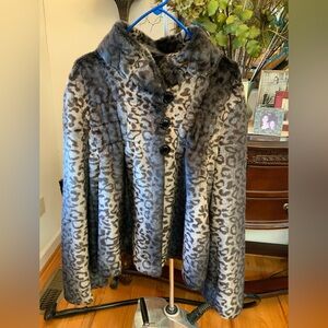 Kristen Blake Animal Print Coat with Black Lining XXL